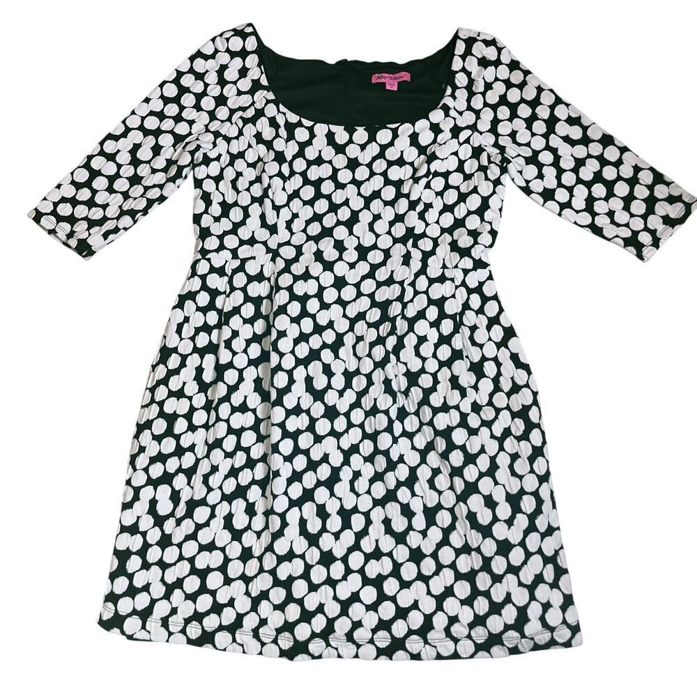 Betsey Johnson Polka Dot Fit and Flare Dress Black White 10 Retro - Picture 4 of 12